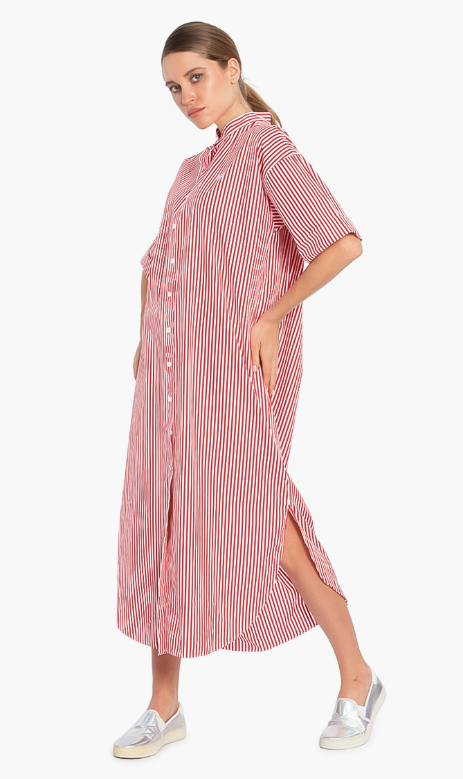

Lacoste L!ve Striped Cotton Maxi Dress