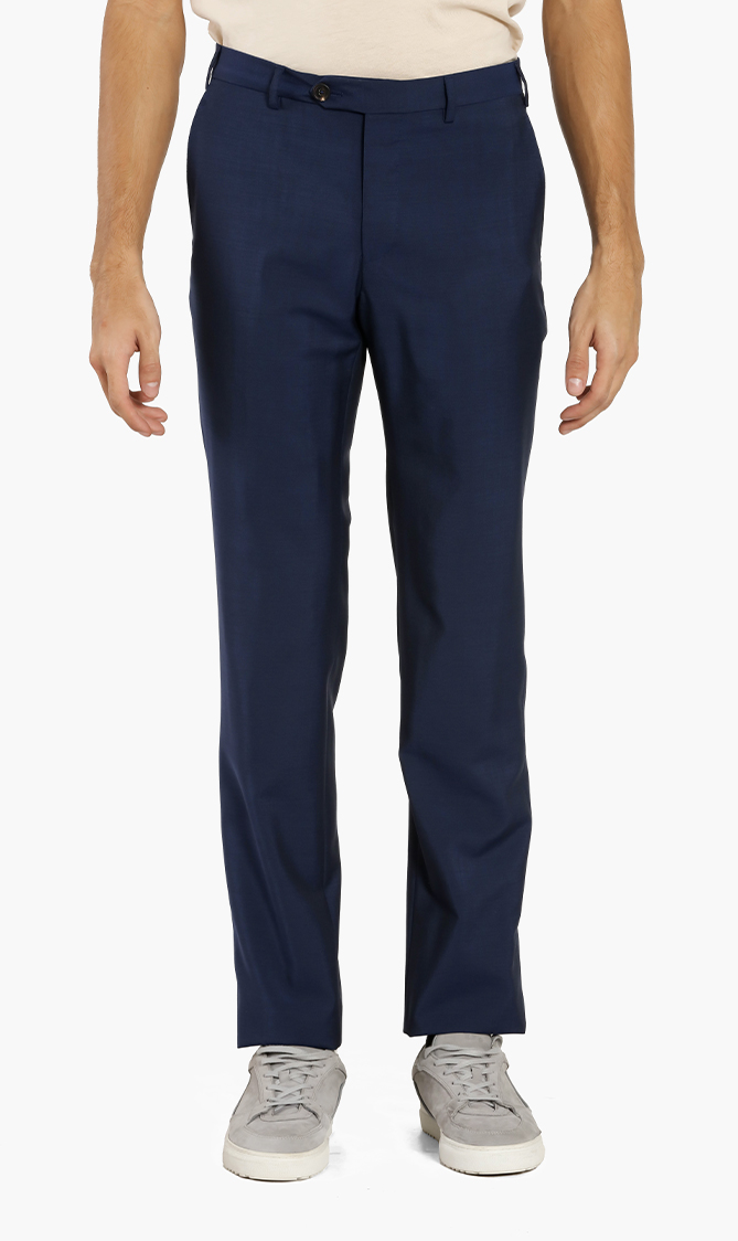 

Plain Wool-blend Trouser, Blue