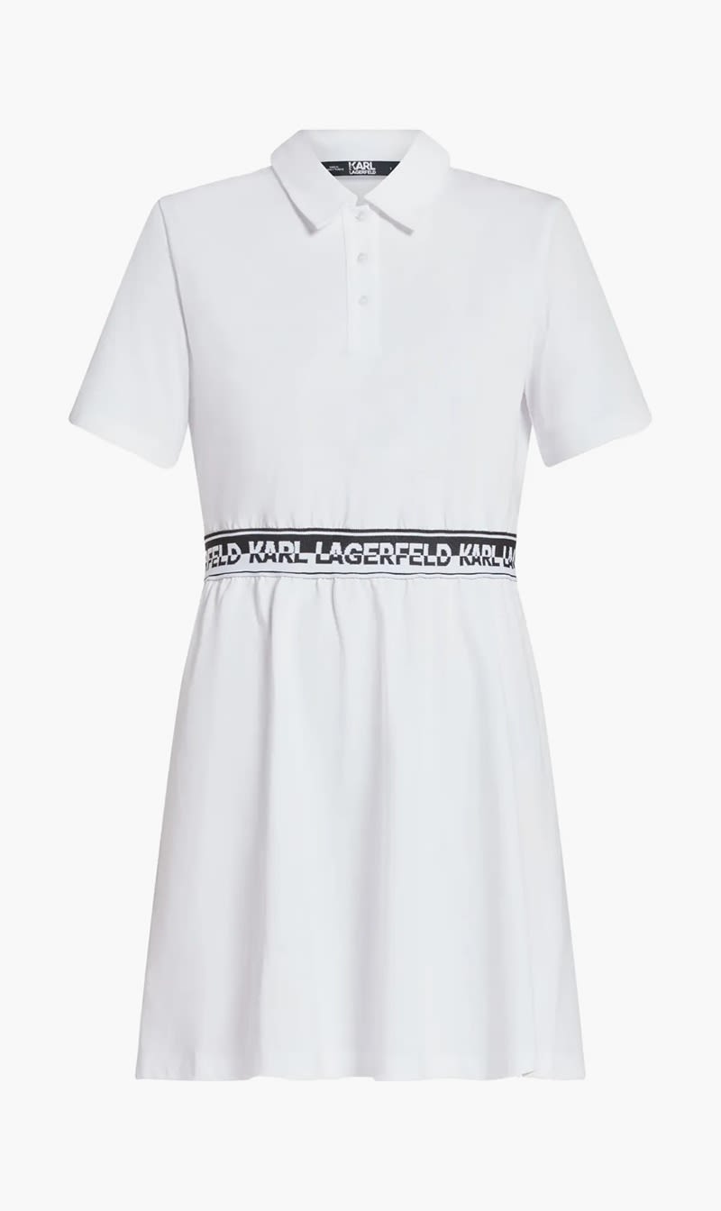 

Karl Lagerfeld White Logo Tape Shirt Dress for Women | The Deal Outlet