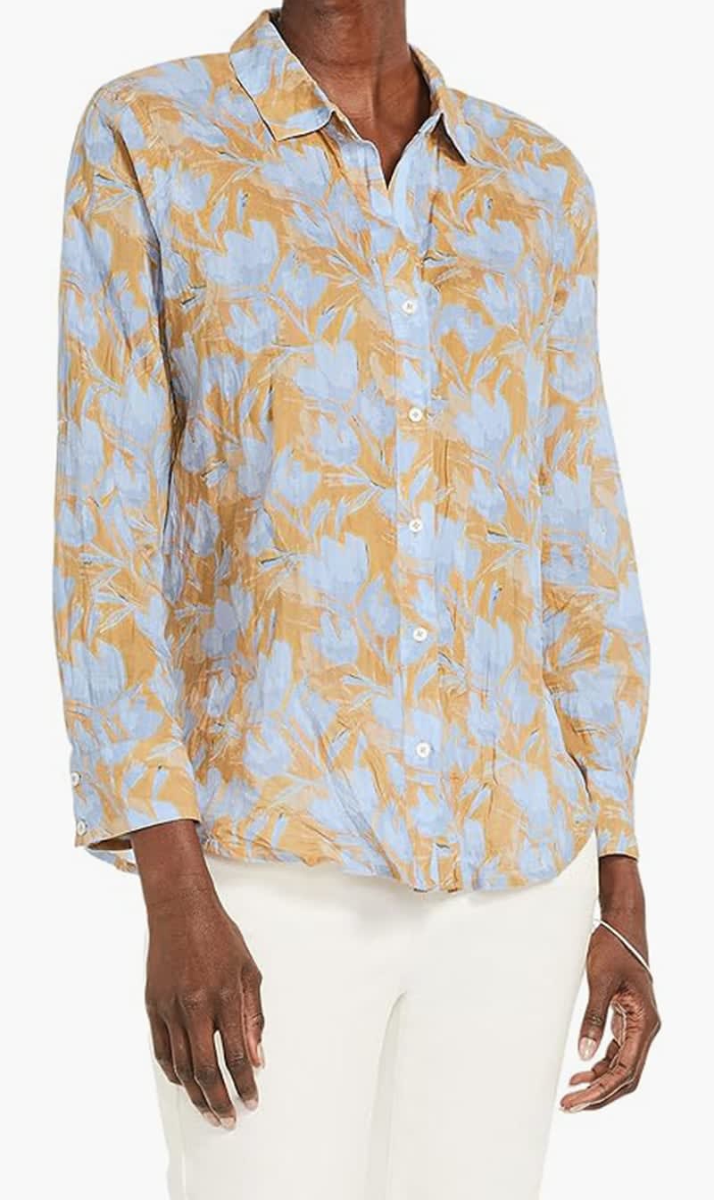 

5746 Multi-color Midday Meadows Crinkle Shirt for Women | The Deal Outlet