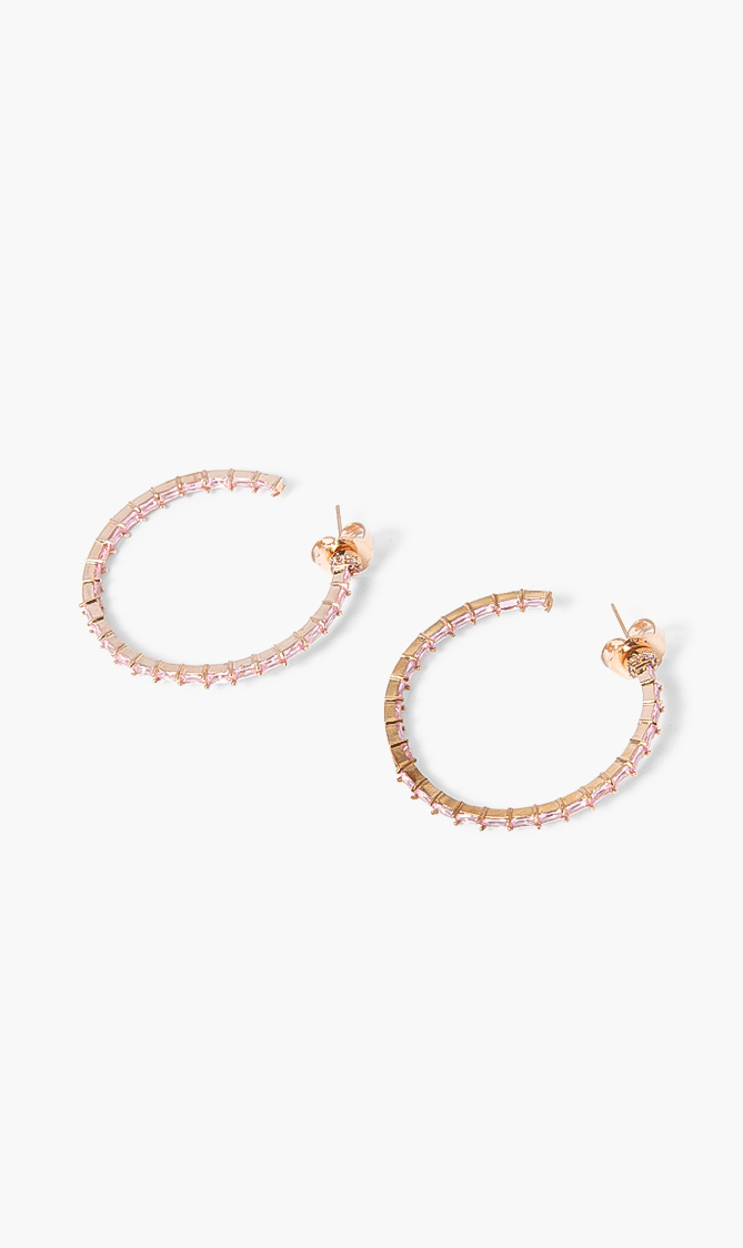 

Cz By Kenneth Jay Lane Rose Gold Baguette Inside Out Hoop Earrings