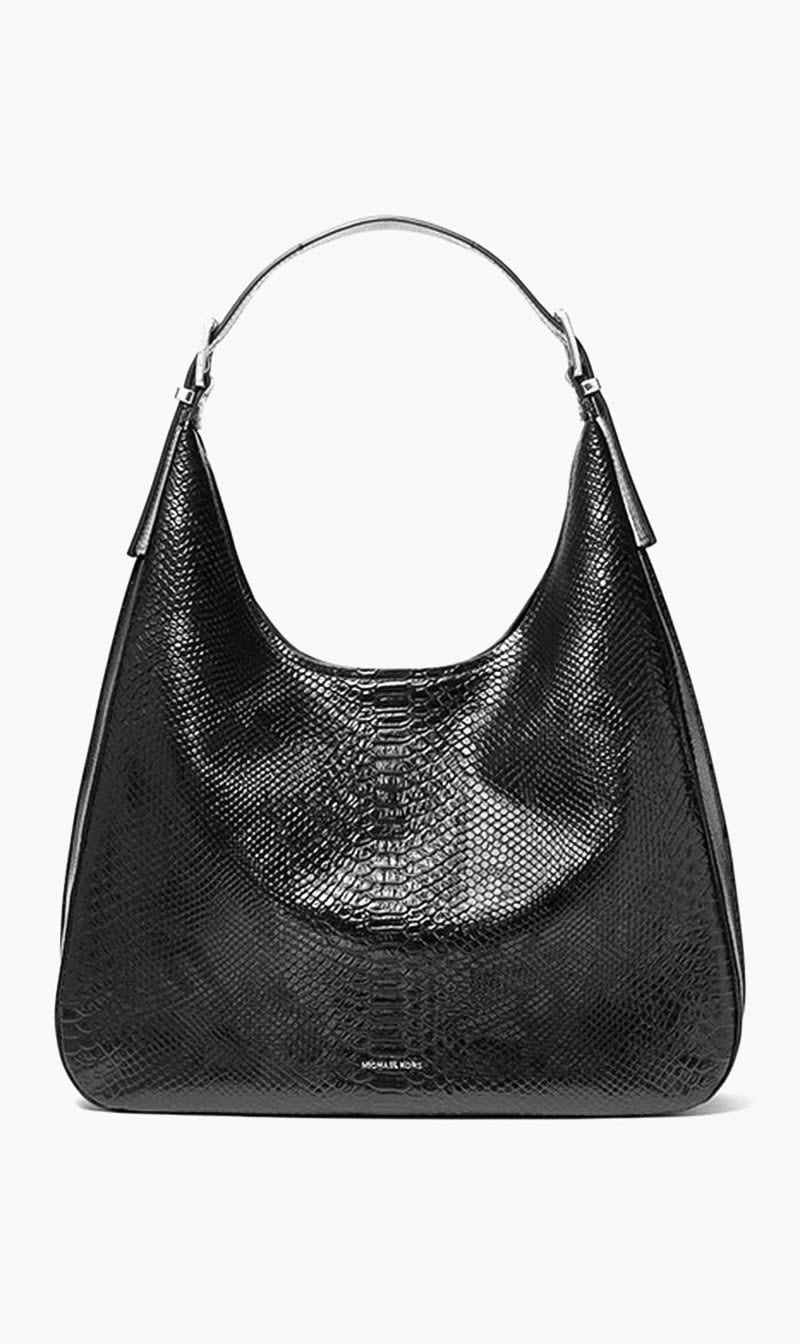Black Nolita Large Embossed Hobo Shoulder Bag for Women