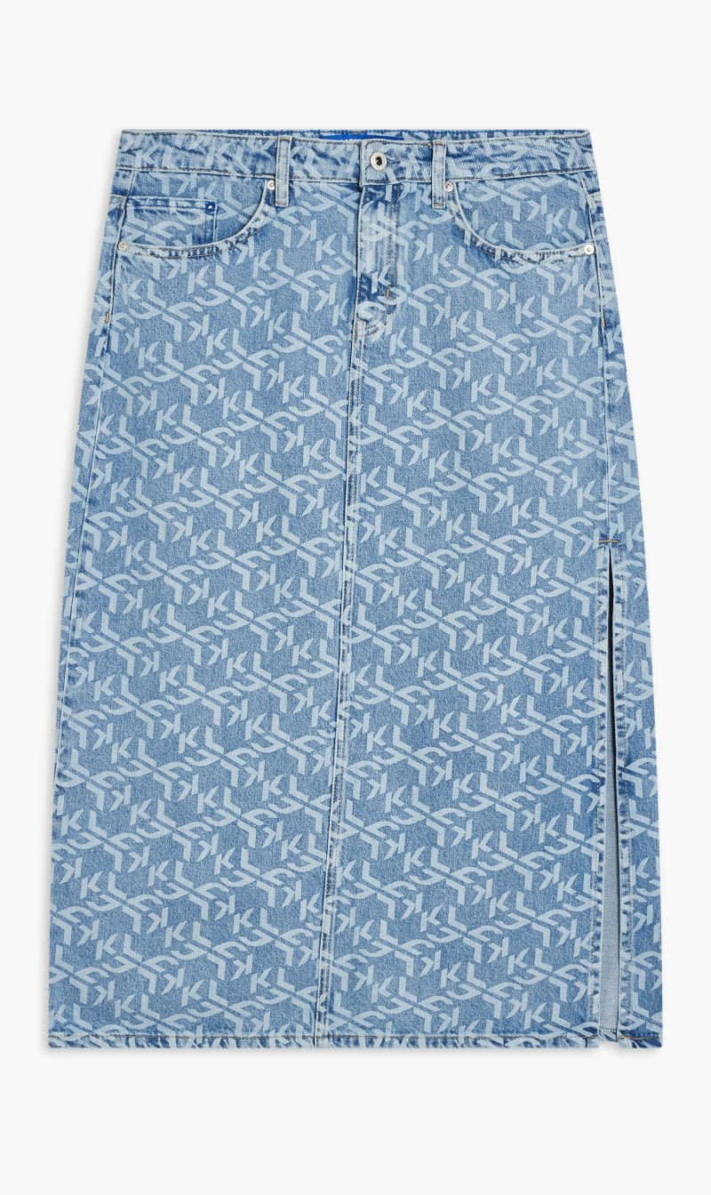 

Karl Lagerfeld Blue Klj Monogram Denim Maxi Skirt for Women | The Deal Outlet
