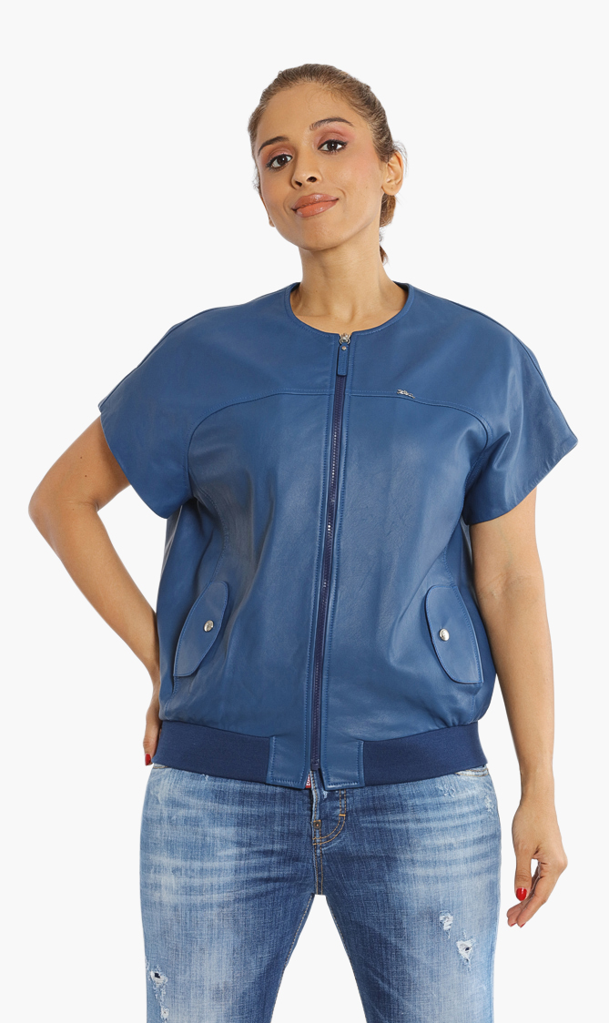 

Longchamp Short Sleeves Leather Jacket