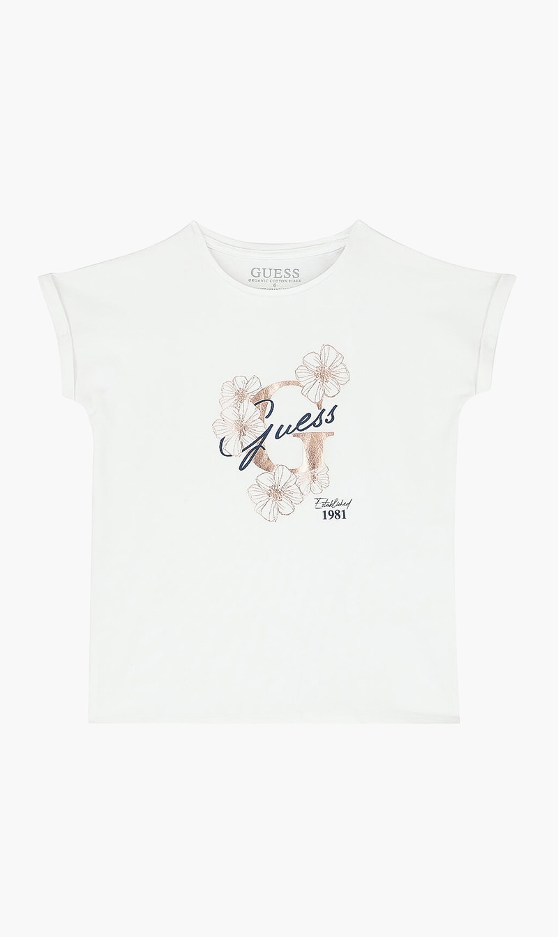

Guess White Logo Short Sleeve Tshirt for Girls | The Deal Outlet
