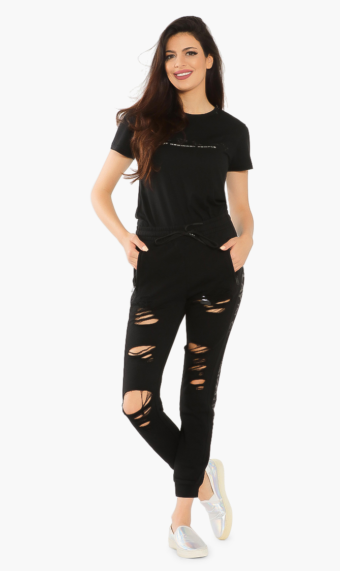 

Ripped Jogger Pants, Black