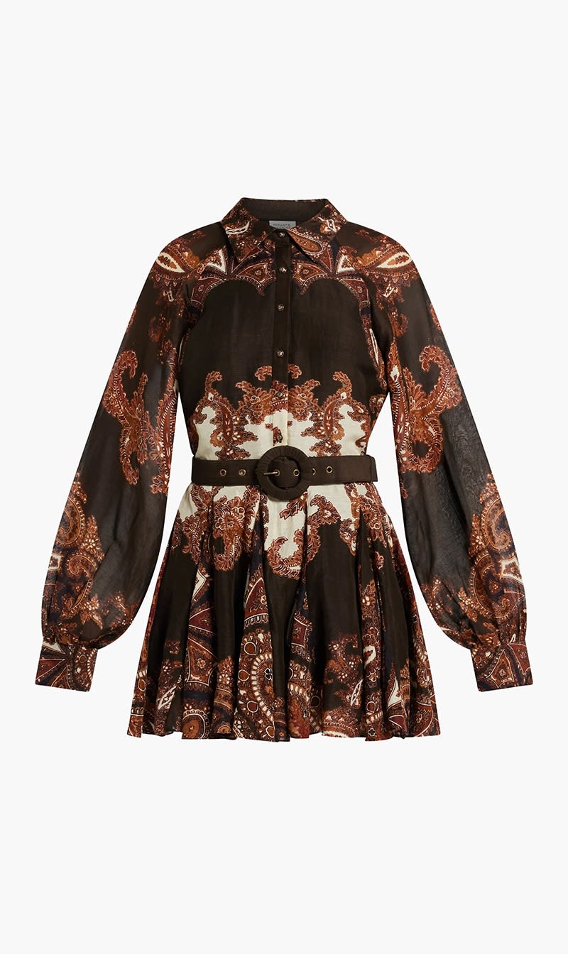 

Hemant & Nandita Brown Omya Belted Mini Dress for Women | The Deal Outlet