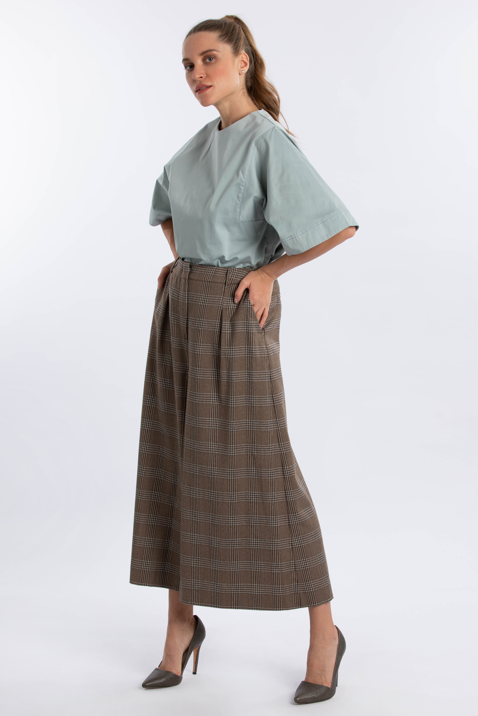 

Weekend Maxmara Eolo Checked Wide Leg Trouser