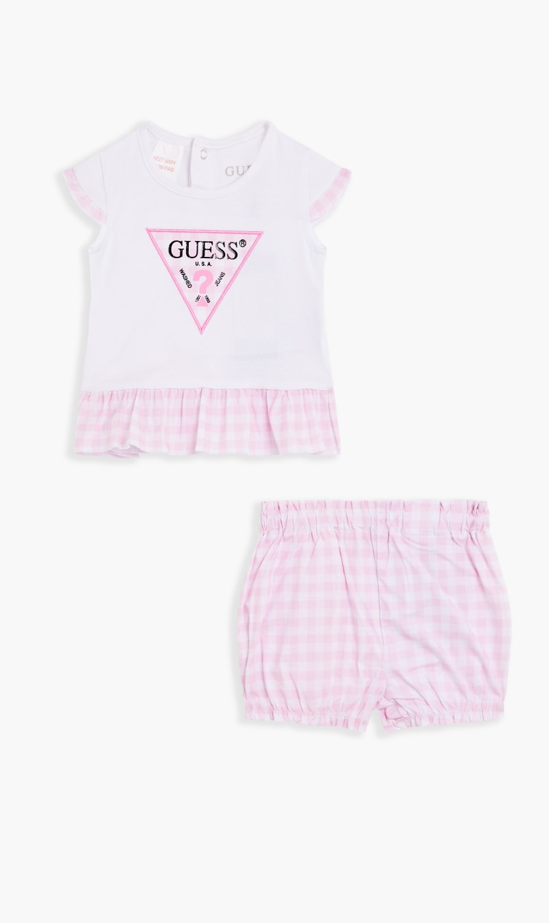 

Guess White Set Of Light Wear T-shirt And Shorts for Girls | The Deal Outlet