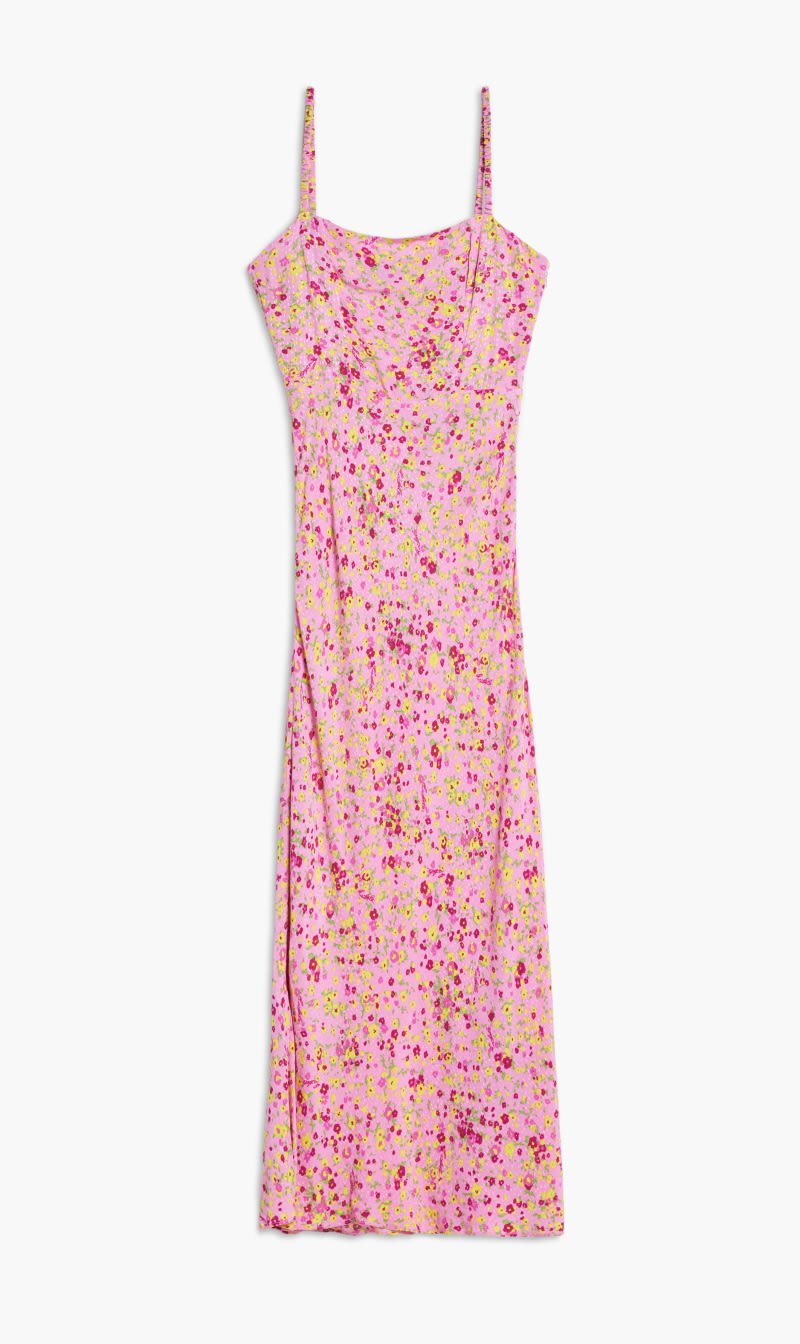 

Rotate Birger Christensen Pink Gobi Jacquard Midi Slip Dress for Women | The Deal Outlet