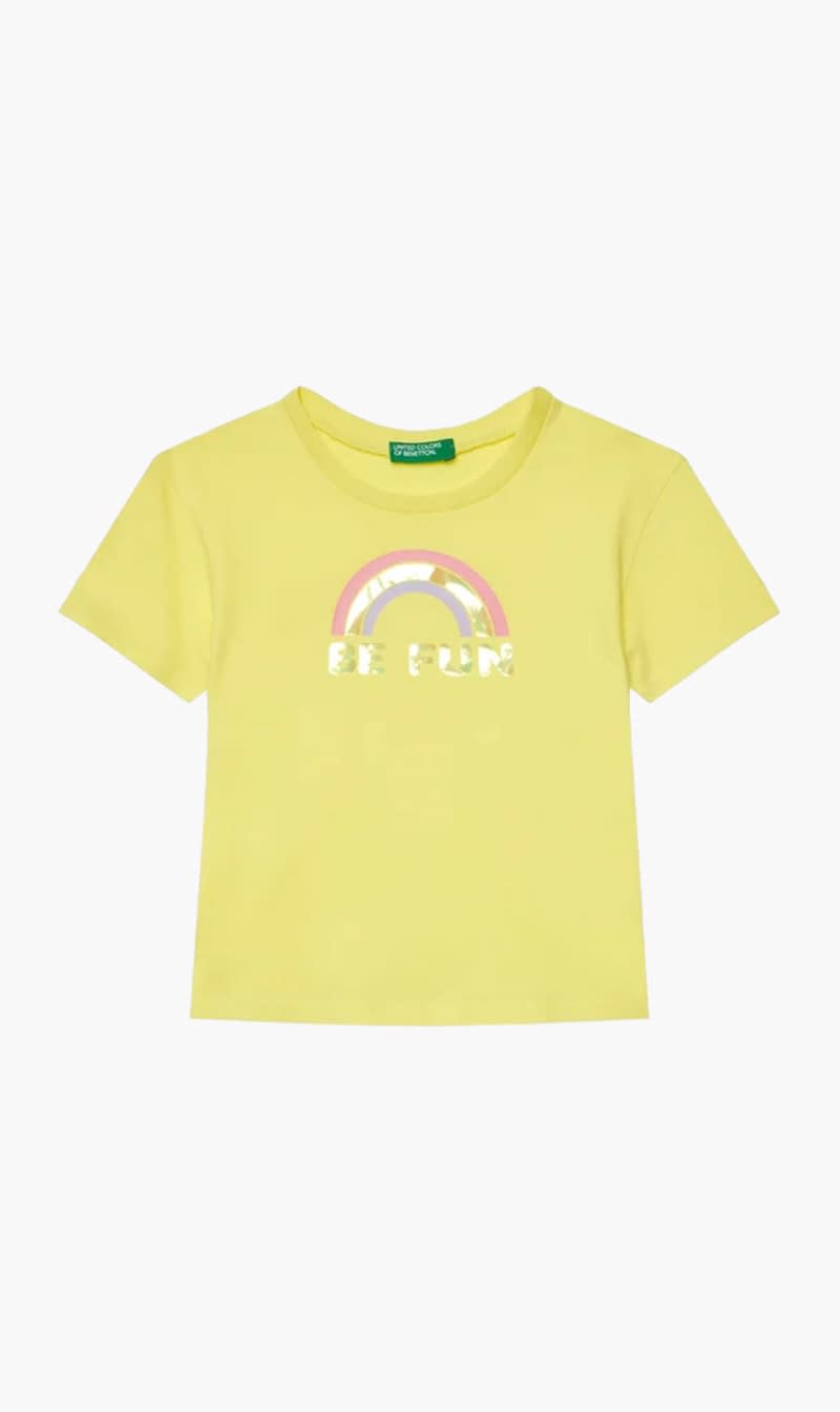 United Colors Of Benetton Yellow Glossy T-shirt for Girls
