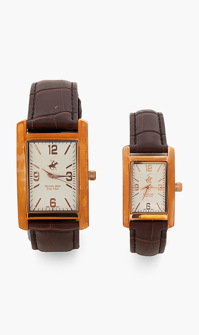 

Time Design Leather Strap Analog Watch Set