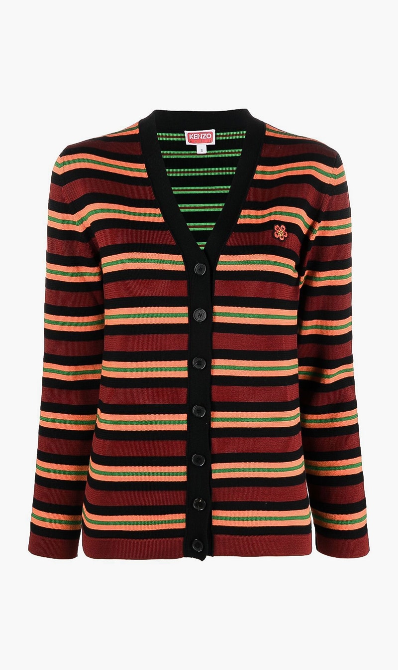 

Stripes Fitted Cardigan, Red