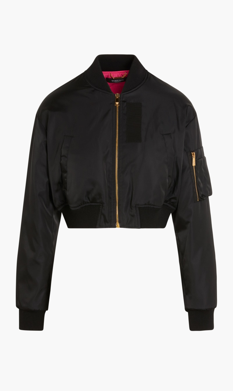 

Versace Black Blouson Cropped Bomber Solid Blk Versace Goddess for Women | The Deal Outlet