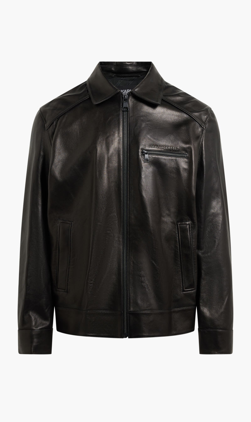 

Karl Lagerfeld Black Leather Jacket for Men | The Deal Outlet