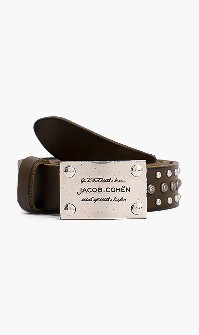 

Studs Leather Belt, Green