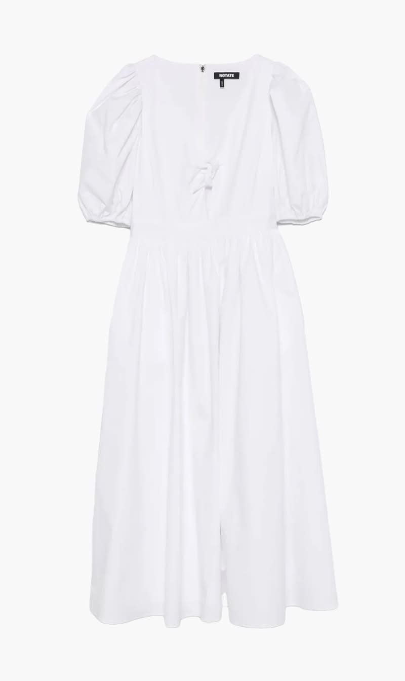 

Rotate Birger Christensen White Midi Dress With Puff Sleeves for Women | The Deal Outlet