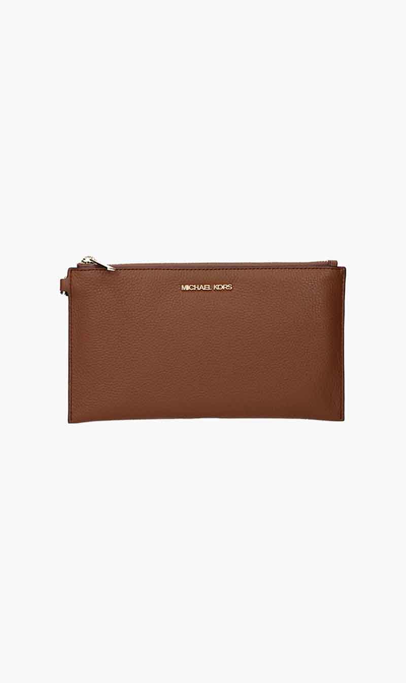 

Michael Kors Brown Pebbeled Leather Pouch for Women | The Deal Outlet