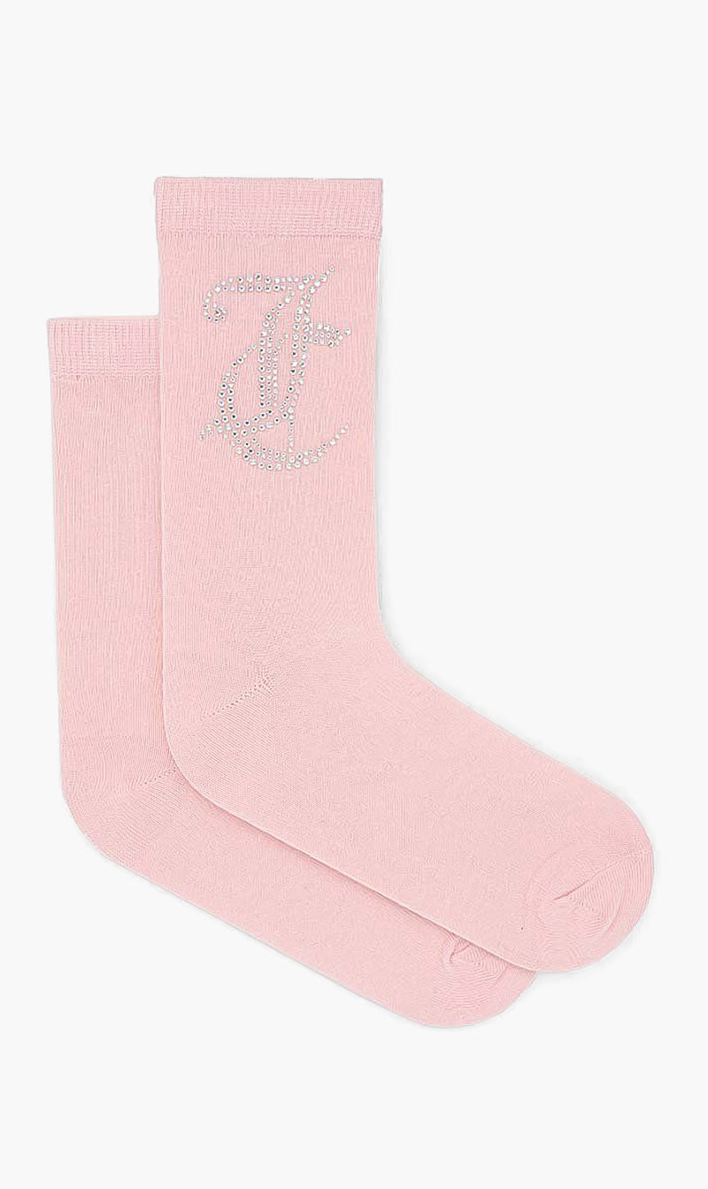 

Light Crew Socks With Diamante, Pink