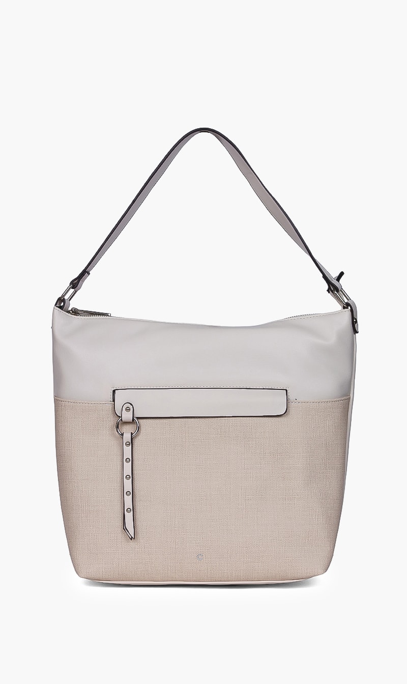 

Solid Leather Tote Bag, Beige