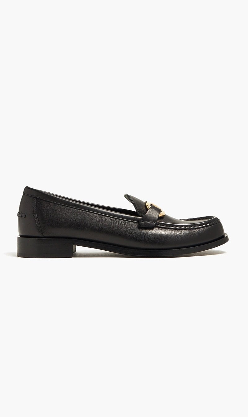 Ferragamo Black Gancini Moccasins for Women