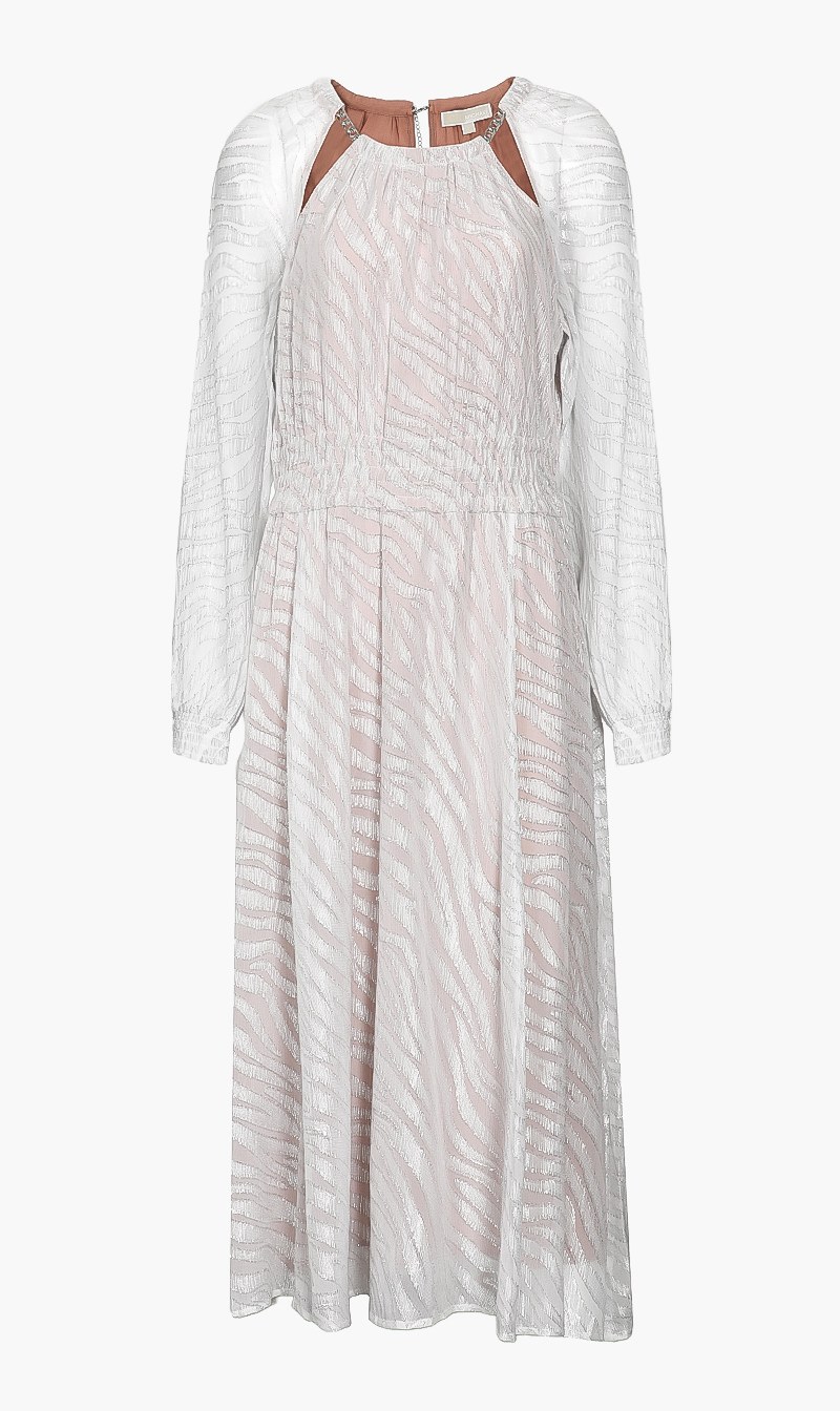 

Michael Kors Silver Zebra Metallic Fil Coupé Dress for Women | The Deal Outlet