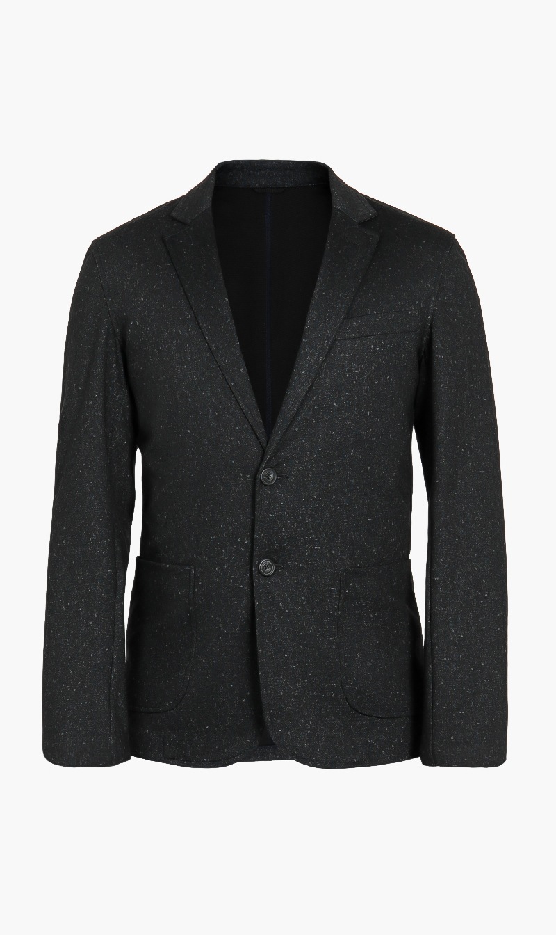 

Slim Fit Printed Compact Jacket, Black