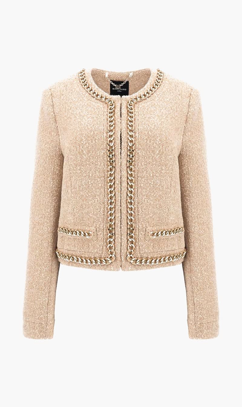 Guess Beige Marciano Tweed Jacket for Women