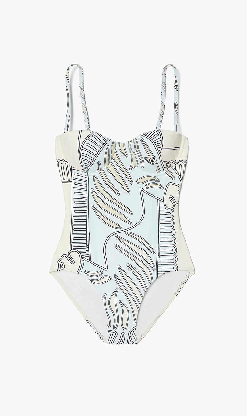 

Tory Burch Blue Printed Underwire Bikini One-piece for Women | The Deal Outlet