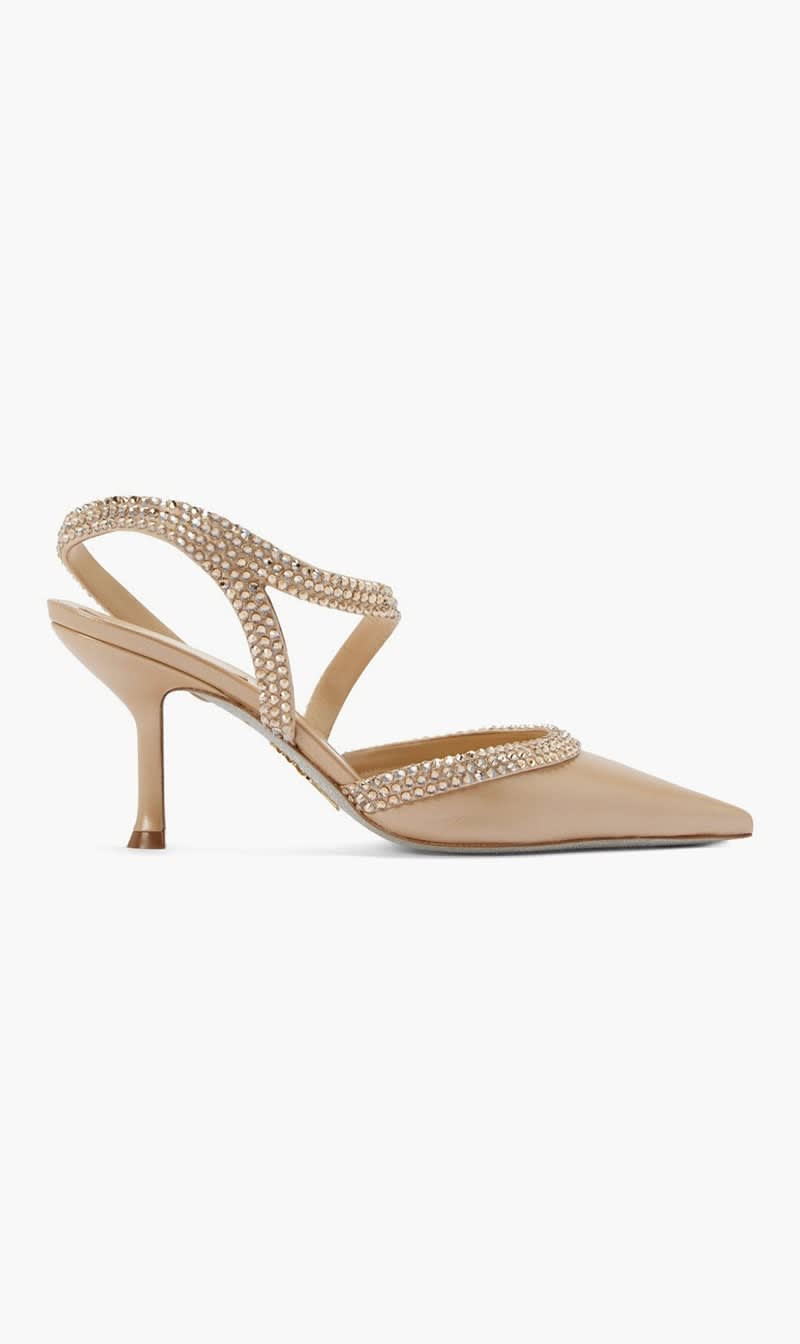 

Rene Caovilla Beige Satin Point Heel for Women | The Deal Outlet