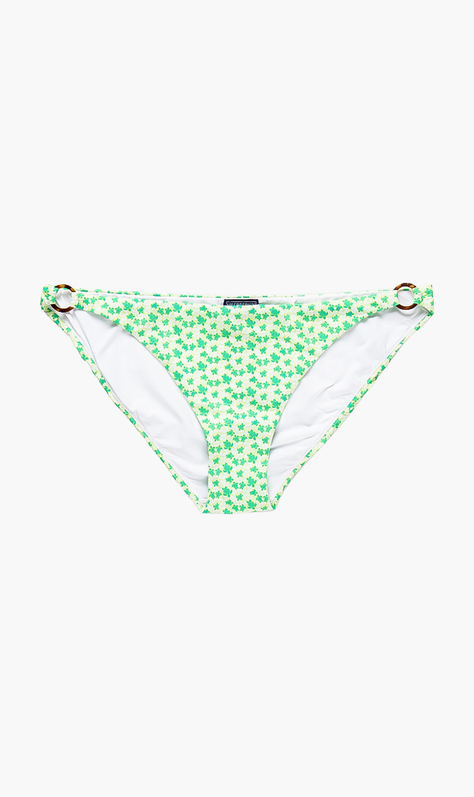 

Fine Turtle Print Bikini Bottom, Green