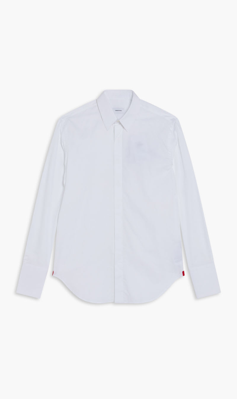 

Salvatore Ferragamo White Logo Cotton Oxford Sport Shirt With Long Sleeves for Men | The Deal Outlet