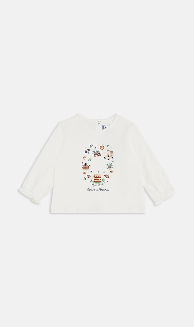 

Tartine Et Chocolat White Puff T-shirt for Girls | The Deal Outlet