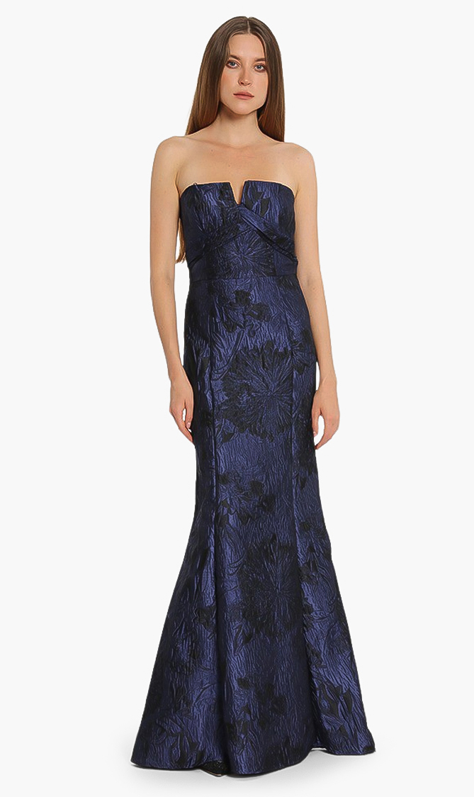 

AIDAN MATTOX Jacquard Strapless Column Gown