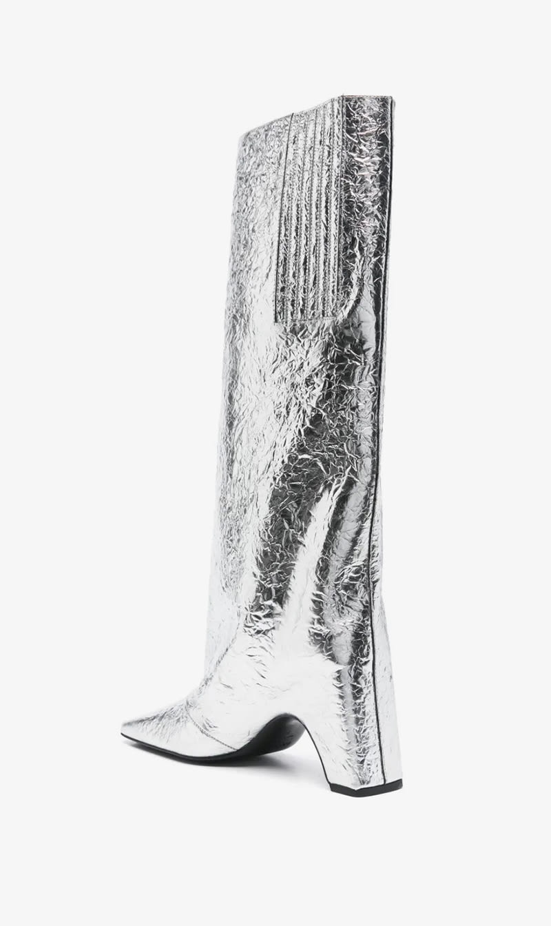 

Coperni Silver 85mm Foil Bridge Boots for Women | The Deal Outlet