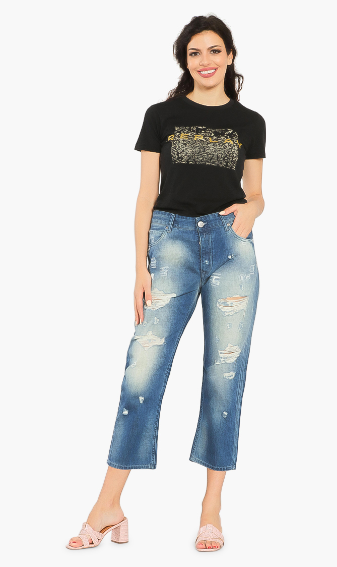 Replay Gracelly Broken Edge Boyfit Jeans