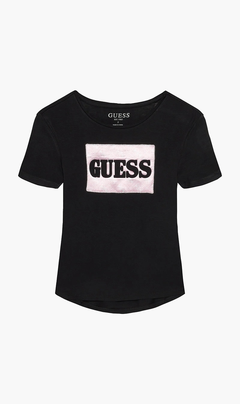 

Guess Black High Low Viscose Ss T-shirt for Girls | The Deal Outlet