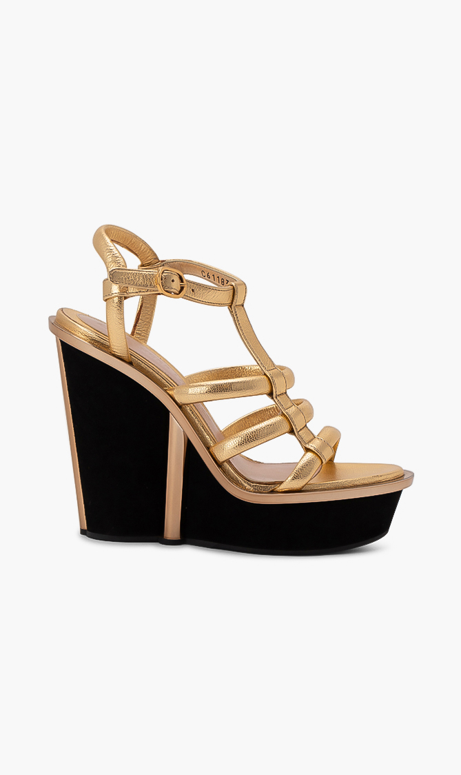 

Alexander Mcqueen Leather Strappy Wedge Sandals