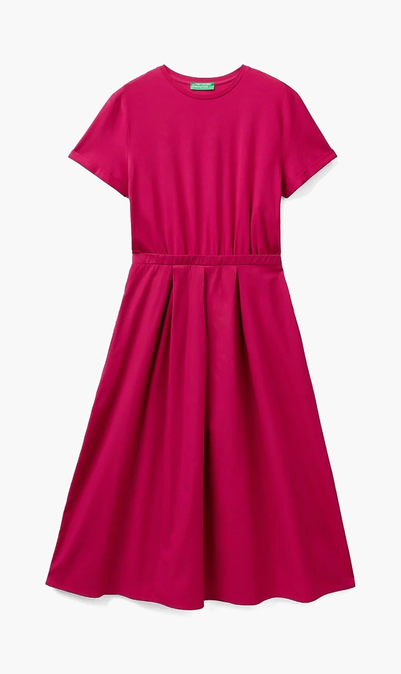 Pink United Colors Of Benetton Black Long Cotton Dress for Women