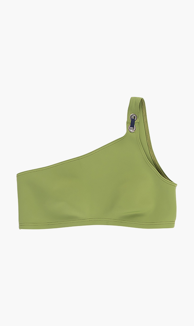 Asymmetrical Bikini Top, Green