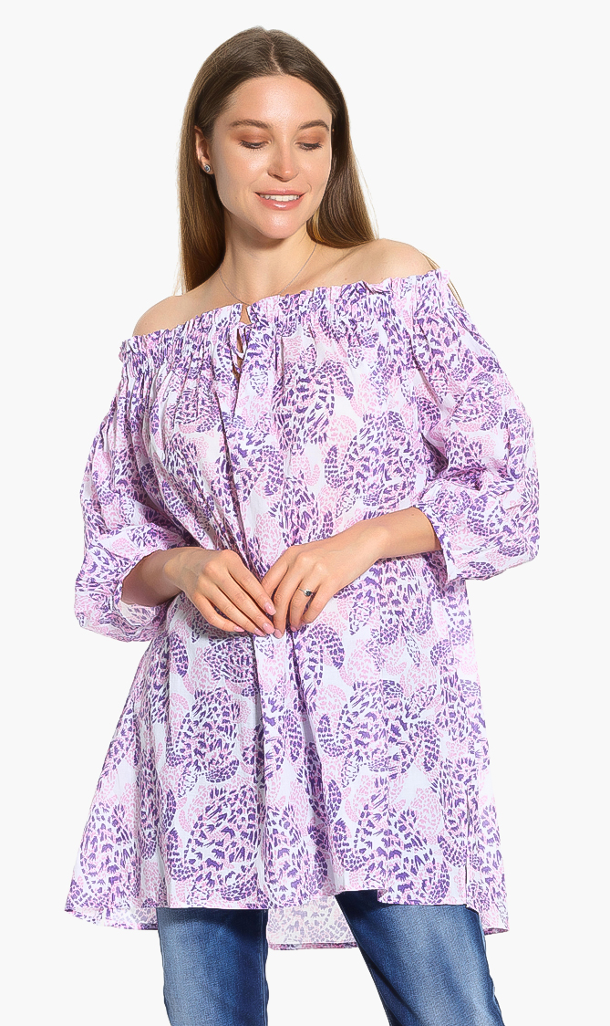 

Faena Printed Off Shoulder Blouse, Pink