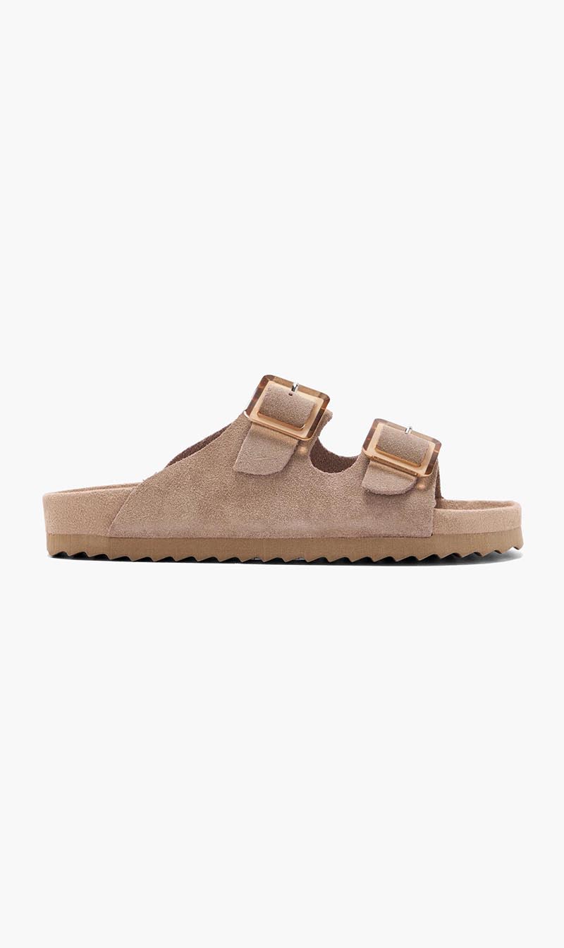 Colors Of California Beige Suede Sandals for Girls