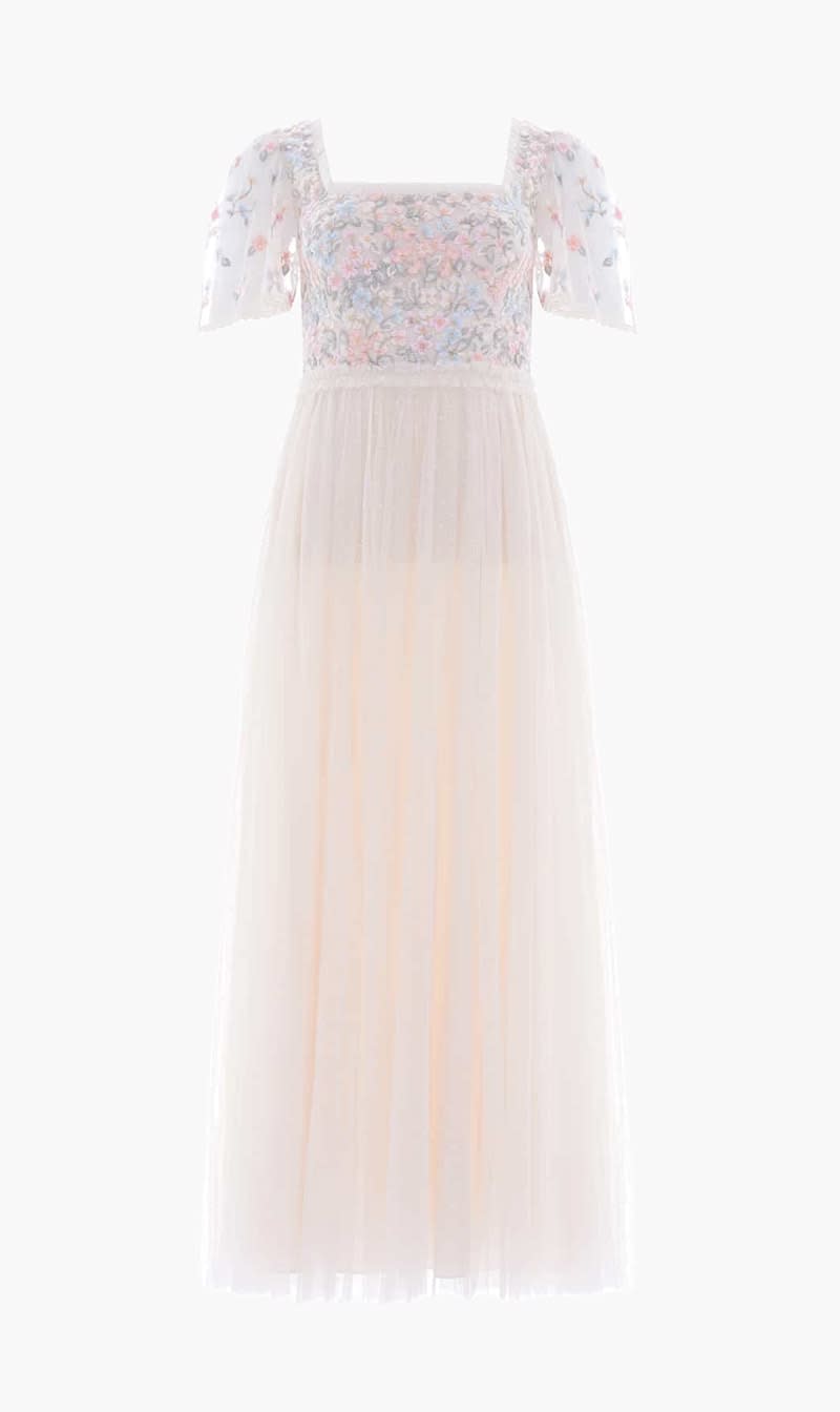 

Needle & Thread White Versailles Ditsy Bodice Ankle Gown for Women | The Deal Outlet