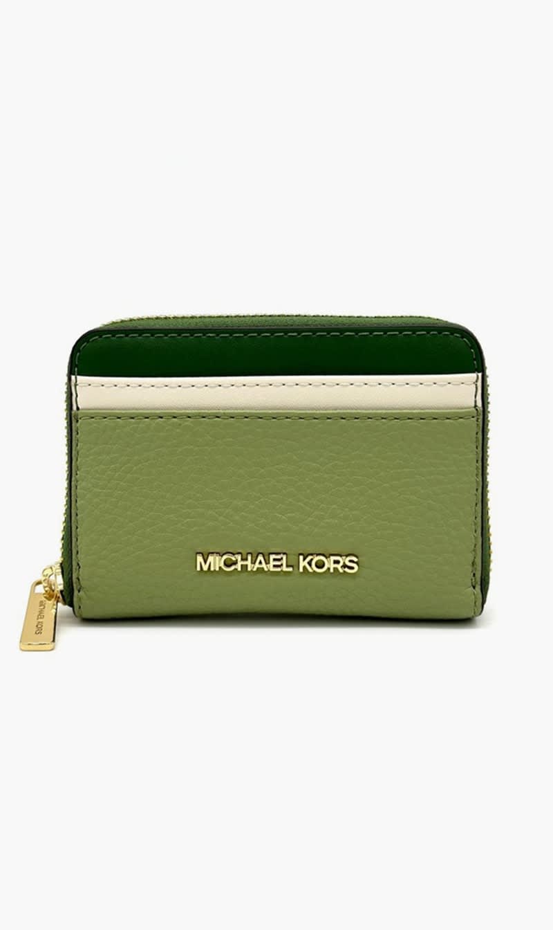 

Michael Kors Green Medium Za Card Case Wallet for Women | The Deal Outlet