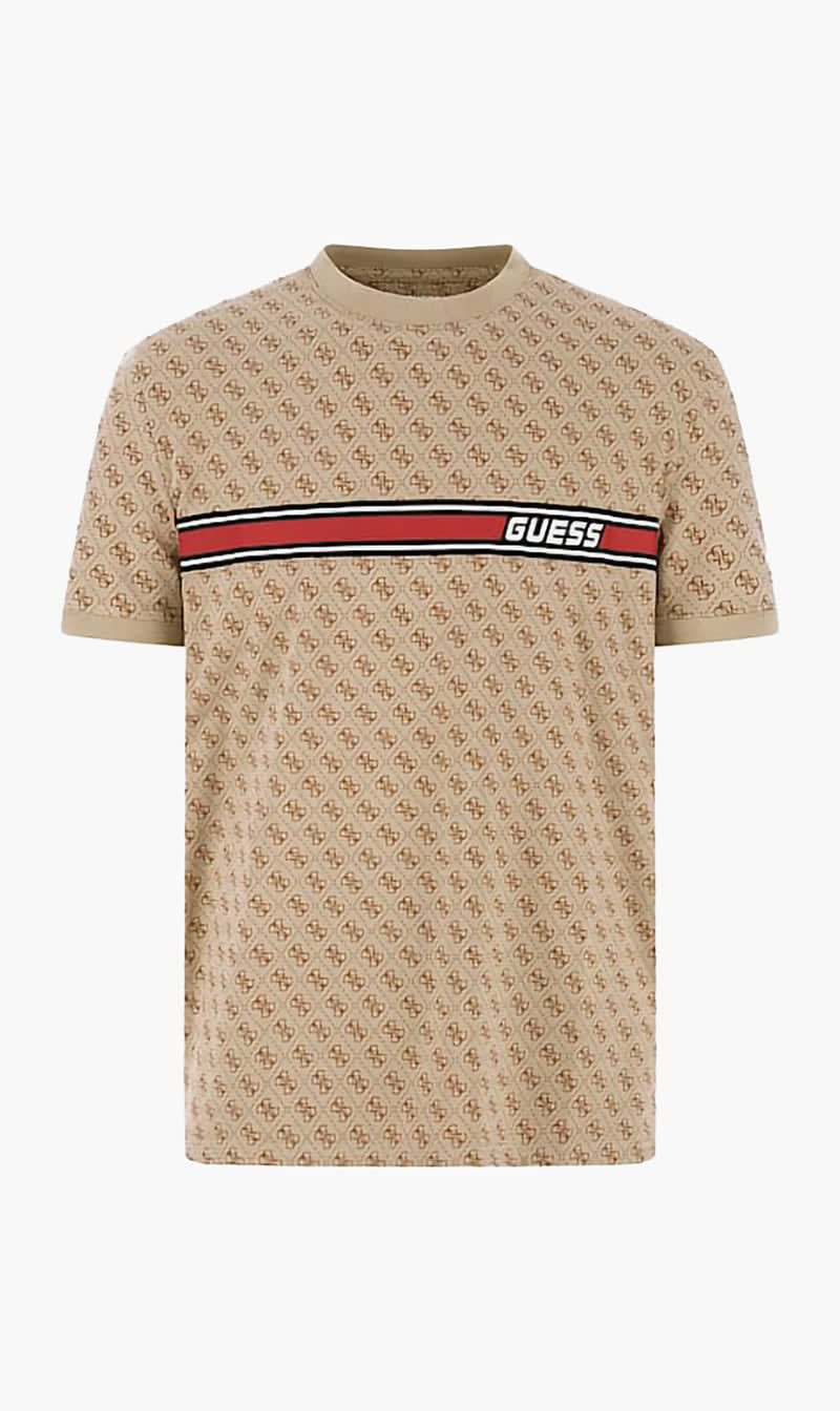

Guess Beige All Over Logo T Shirt for Men | The Deal Outlet