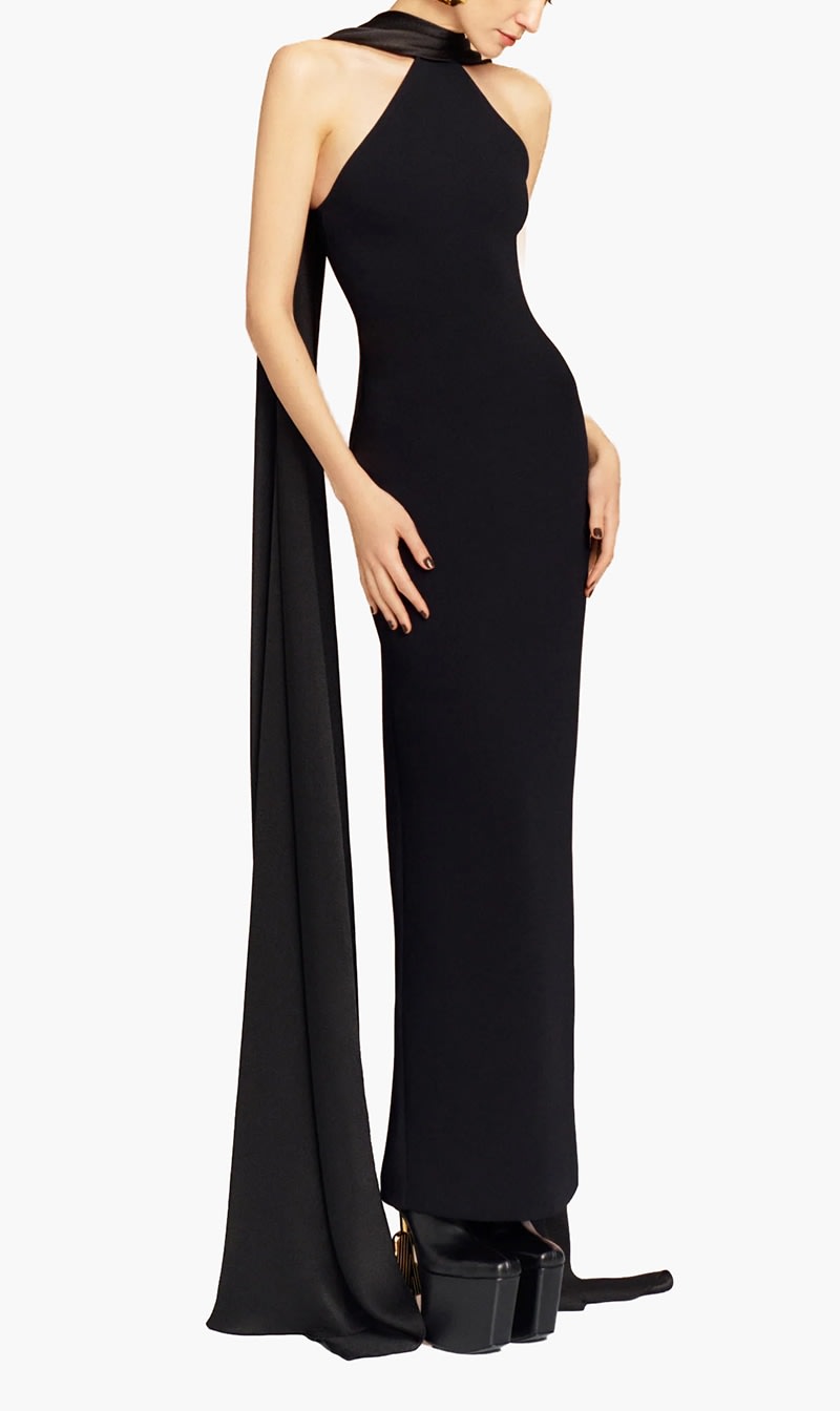 

Solace London Black Ophelia Halterneck Gown for Women | The Deal Outlet
