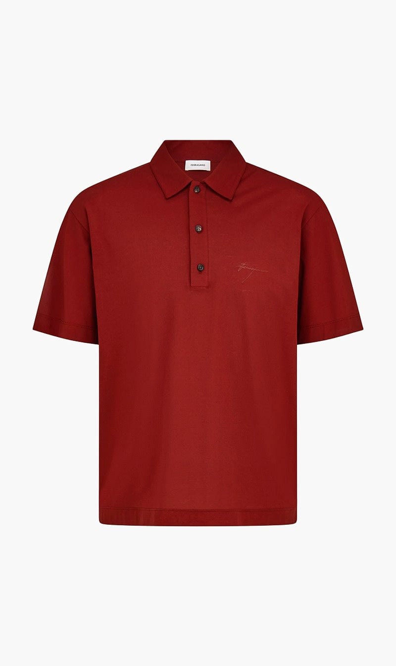 Brown Ferragamo Beige Crepe Voile Polo Shirt for Men