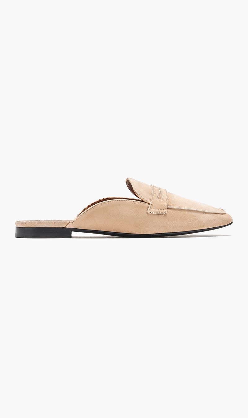 Beige Ellis Backless Loafer Leather Sole for Women