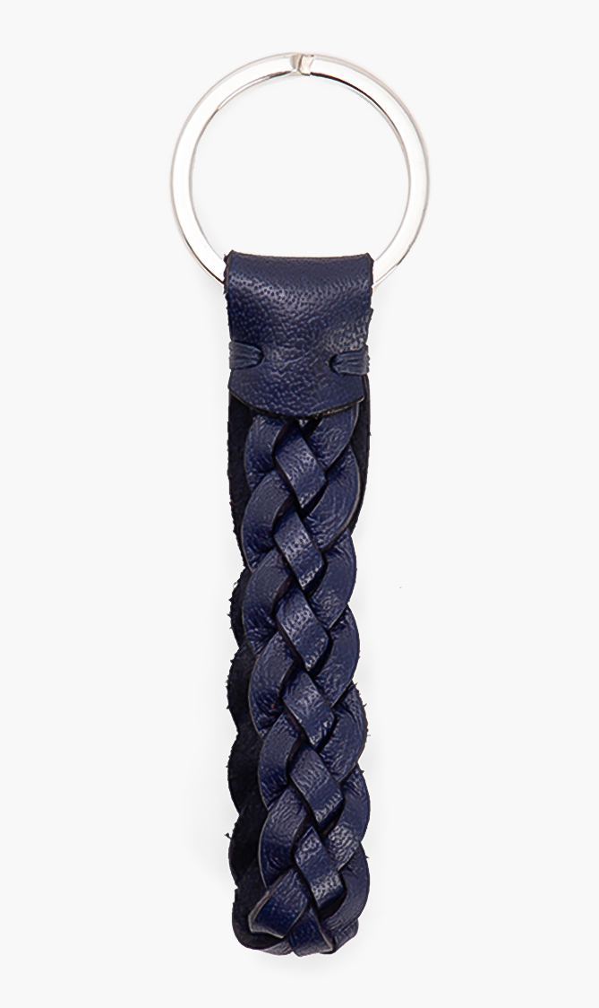 

Woven Leather Key Ring, Blue