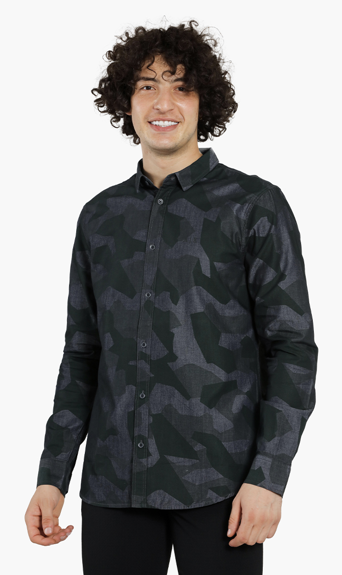 

Emporio Armani Regular Fit Printed Long Sleeves Shirt
